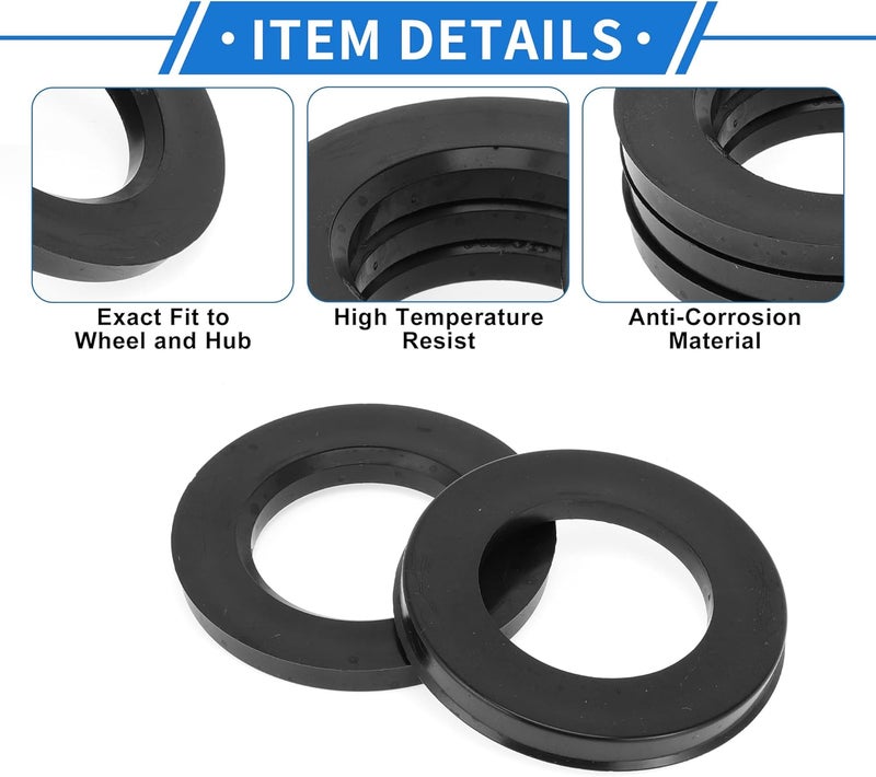 VekAuto 93.1mm to 57.1mm Car Wheel Hub Centric Rings Black Polycarbonate Wheels Center Shaft Shock Absorbing Hubrings 4 Pcs - Image 5